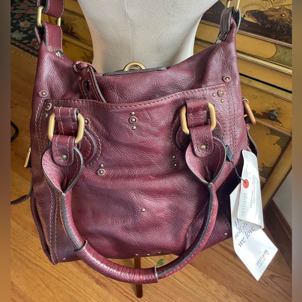 CHLOE ORIGINAL VINTAGE Y2K Paddington Burgundy Leather Bag Lock & Key RARE! - Picture 5 of 13
